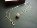 NECKLACE PENDANT SILVER 925 CHAIN & BALL PINK STONE CLUSTERED