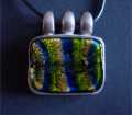 PENDANT SILVER 925 WITH THICK BLUE YELLOW GLASS