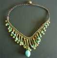 NECKLACE TURQUOISE STONE AND BRASS BELLS & BEAD