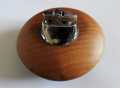 VINTAGE RONSON TABLE LIGHTER WITH CIRCULAR WOOD MOUNT 11cm