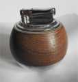 VINTAGE COLIBRI WOOD & METAL BALL TABLE LIGHTER
